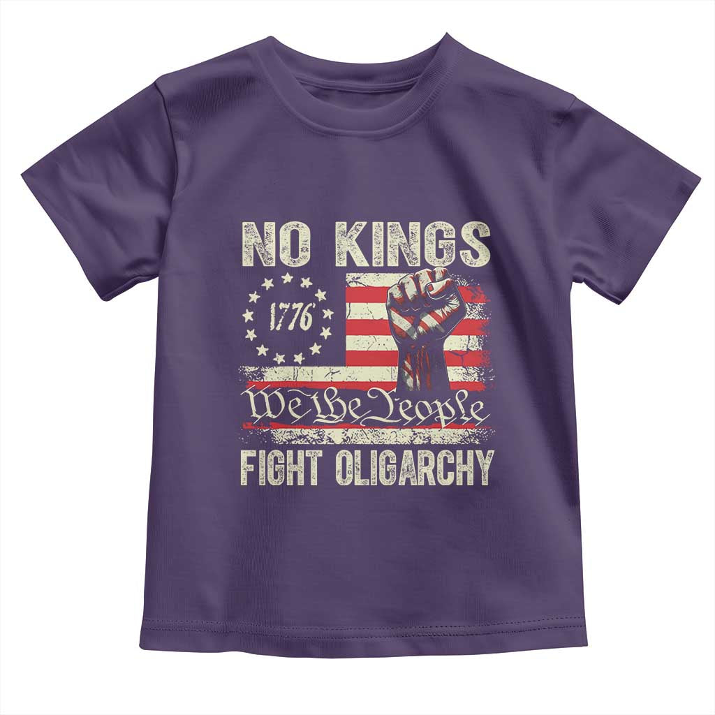 Funny No Kings Fight Oligarchy Toddler T Shirt Betsy Ross Flag Hand Fist TS11 Purple Print Your Wear