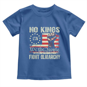 Funny No Kings Fight Oligarchy Toddler T Shirt Betsy Ross Flag Hand Fist TS11 Royal Blue Print Your Wear