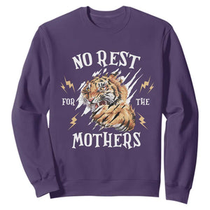 Funny No Rest For The Mothers Sweatshirt Mama Tiger Mother's Day TS11 Purple Print Your Wear
