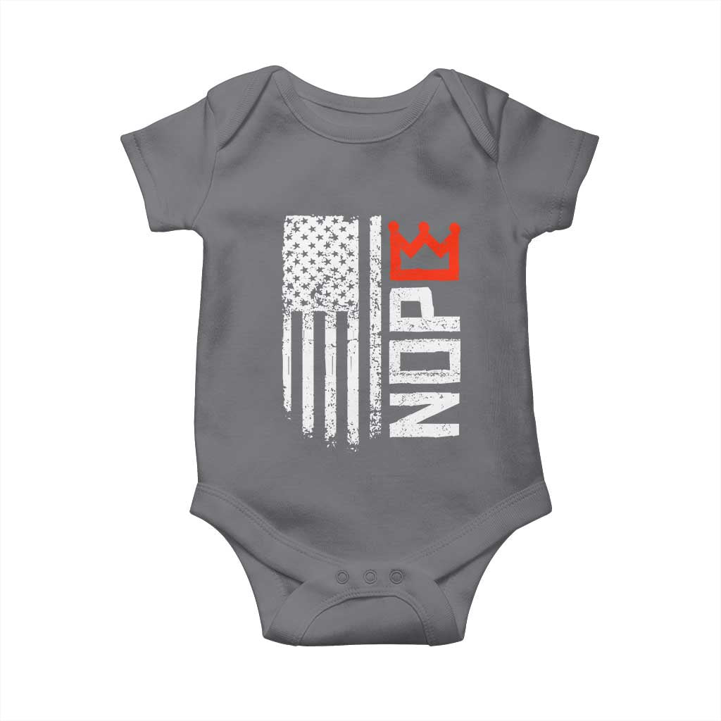 Funny Nope No Kings Vintage American Flag Baby Onesie TS11 Charcoal Print Your Wear