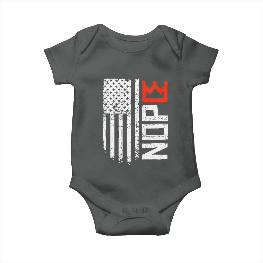 Funny Nope No Kings Vintage American Flag Baby Onesie TS11 Dark Heather Print Your Wear