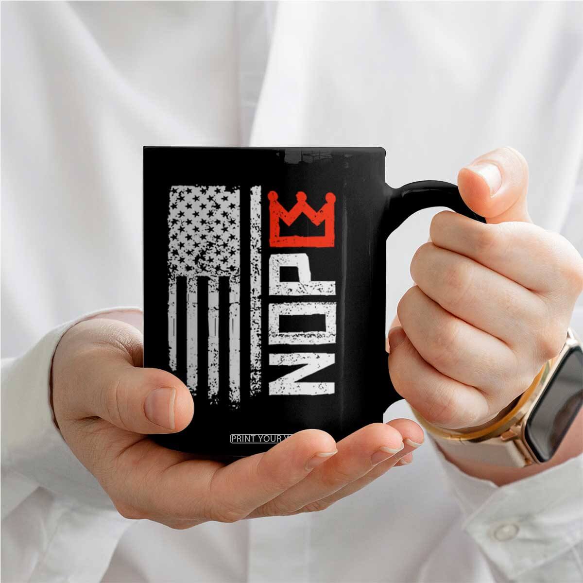 Funny Nope No Kings Vintage American Flag Coffee Mug TS11 Print Your Wear