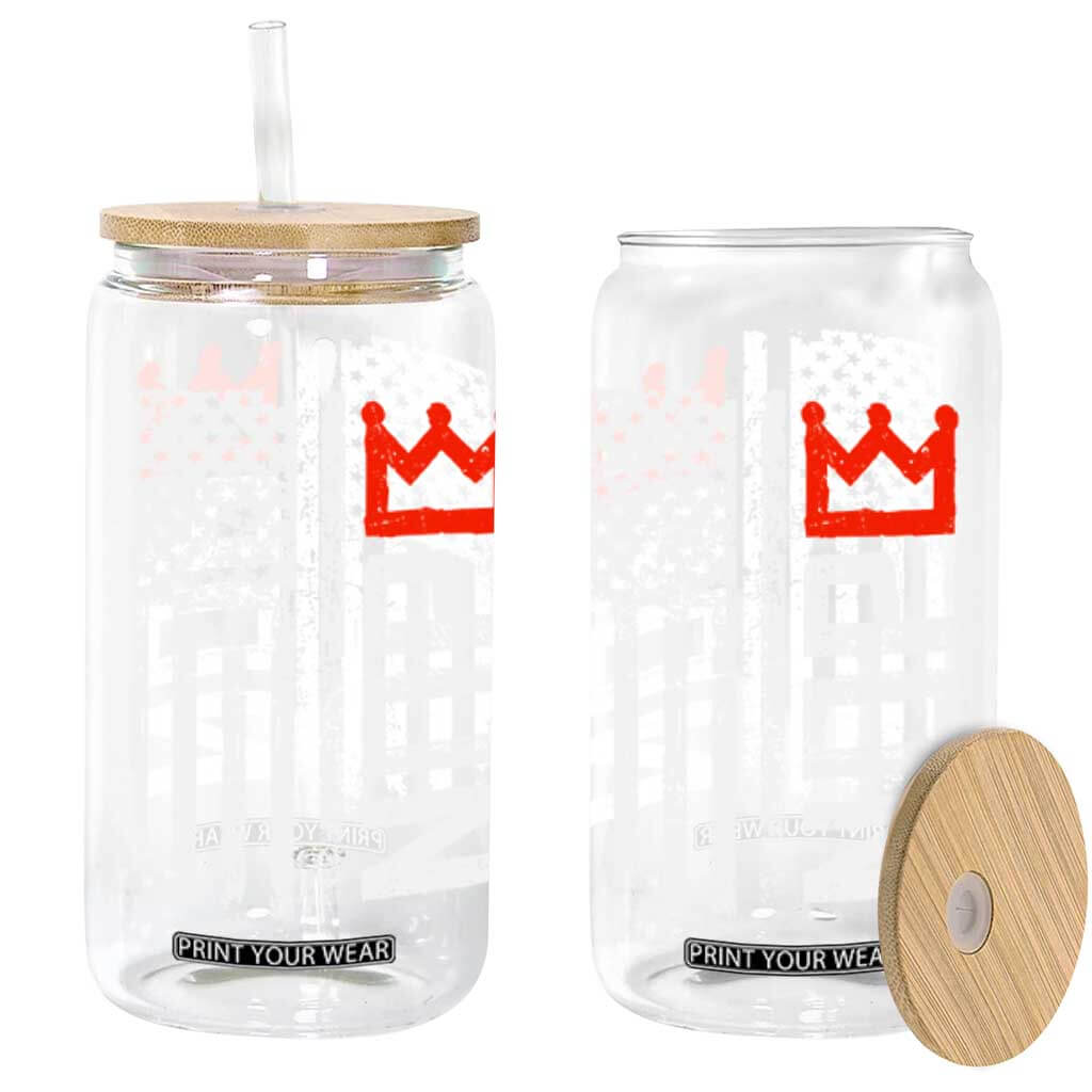 Funny Nope No Kings Vintage American Flag Glass Can TS11 Black Print Your Wear