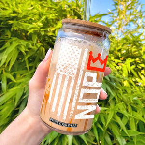 Funny Nope No Kings Vintage American Flag Glass Can TS11 Print Your Wear