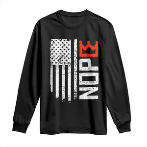 Funny Nope No Kings Vintage American Flag Long Sleeve Shirt TS11 Black Print Your Wear