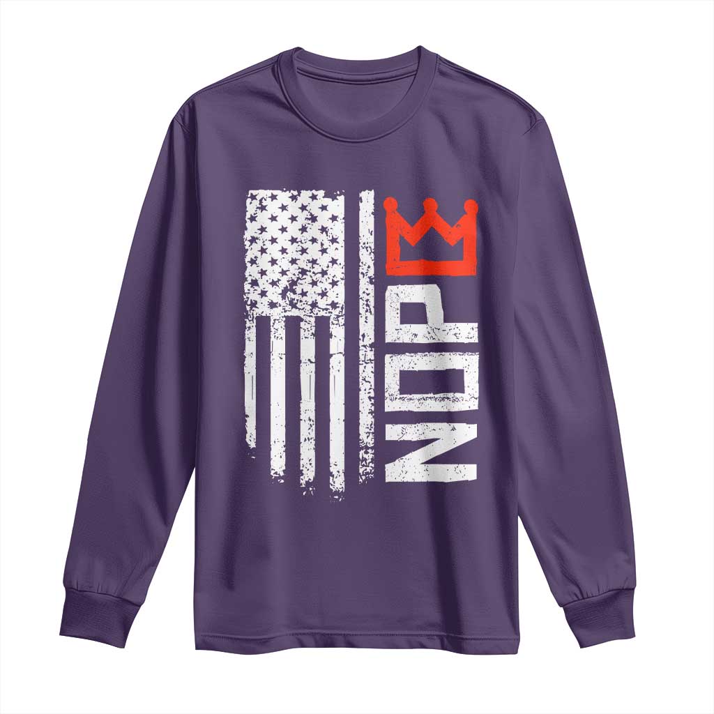 Funny Nope No Kings Vintage American Flag Long Sleeve Shirt TS11 Purple Print Your Wear