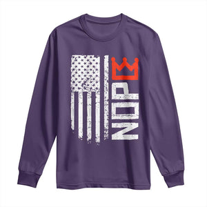 Funny Nope No Kings Vintage American Flag Long Sleeve Shirt TS11 Purple Print Your Wear