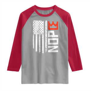 Funny Nope No Kings Vintage American Flag Raglan Shirt TS11 Sport Gray Red Print Your Wear