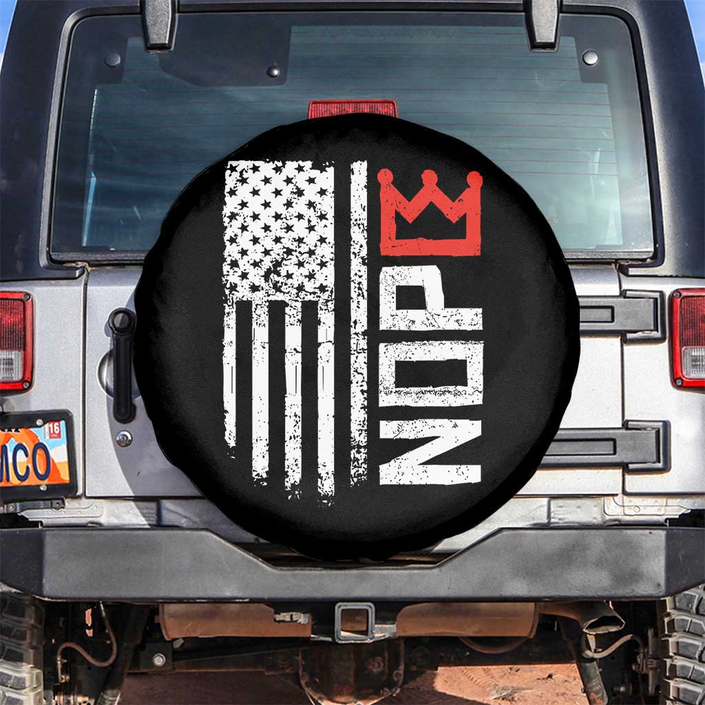 Funny Nope No Kings Vintage American Flag Spare Tire Cover TS11 No hole Black Print Your Wear