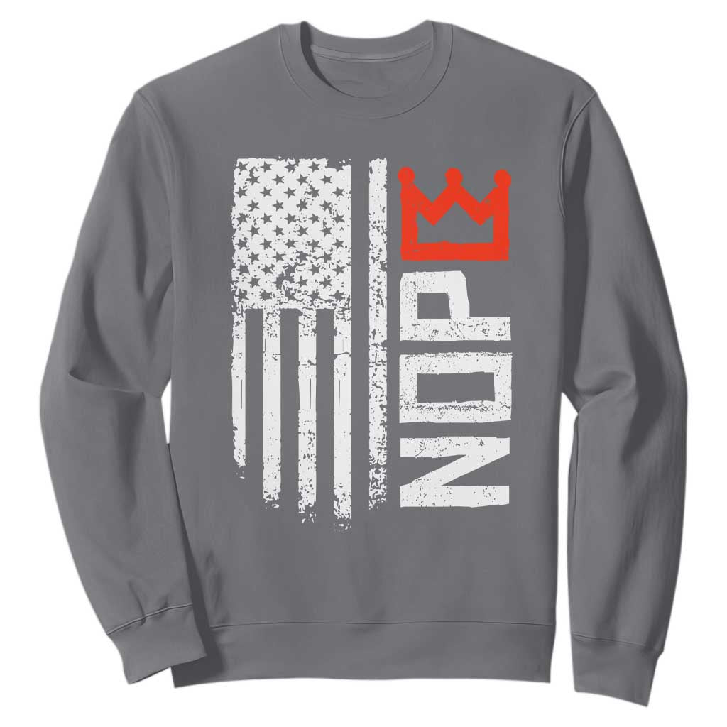 Funny Nope No Kings Vintage American Flag Sweatshirt TS11 Charcoal Print Your Wear