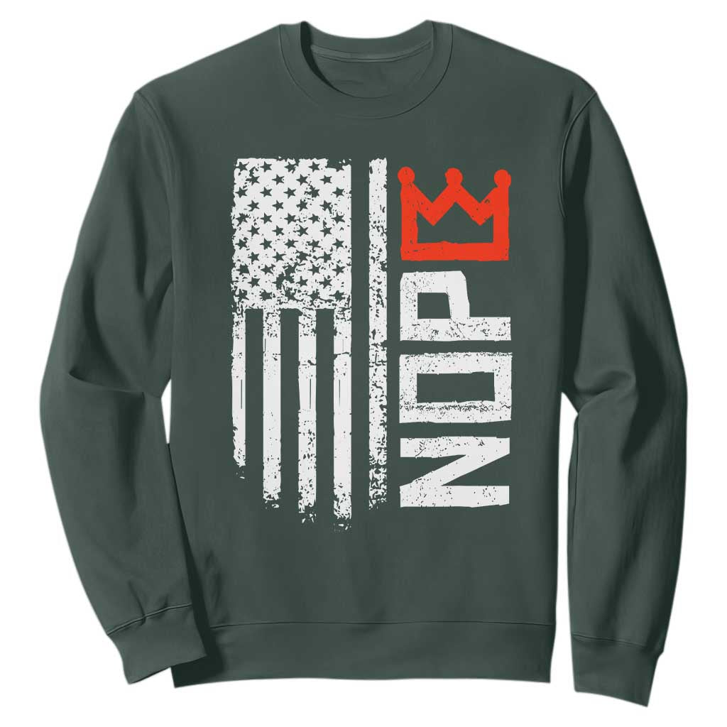 Funny Nope No Kings Vintage American Flag Sweatshirt TS11 Dark Forest Green Print Your Wear