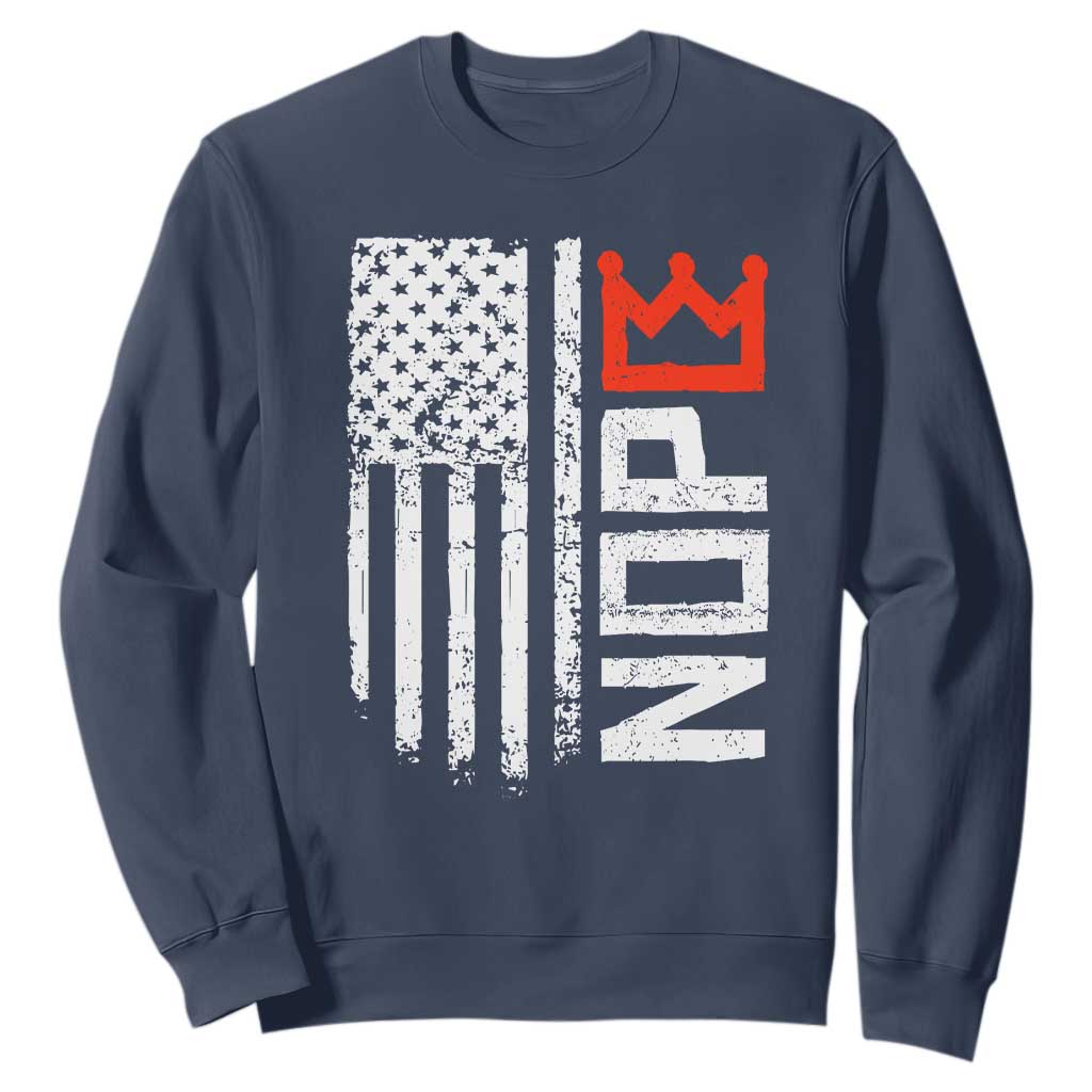 Funny Nope No Kings Vintage American Flag Sweatshirt TS11 Navy Print Your Wear