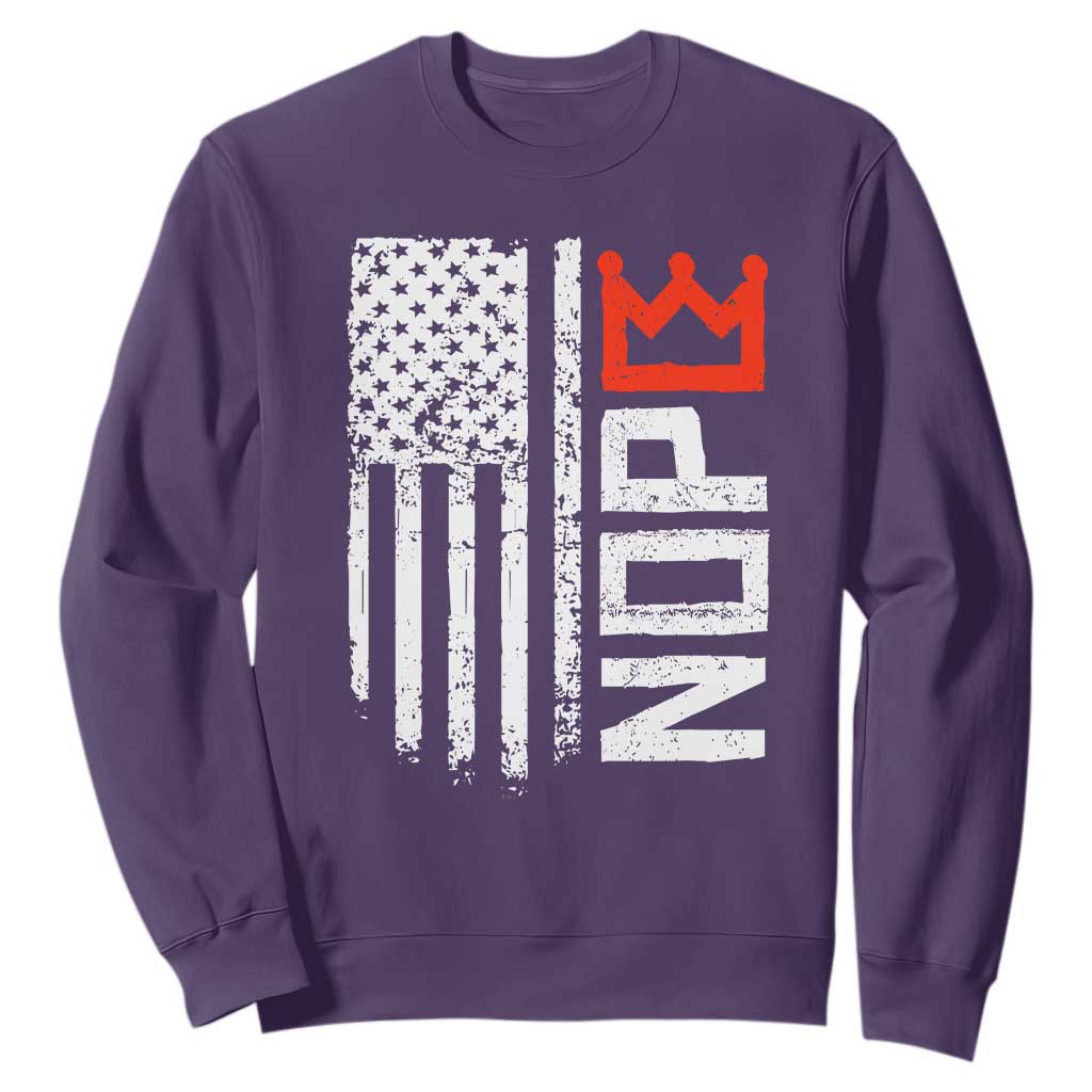 Funny Nope No Kings Vintage American Flag Sweatshirt TS11 Purple Print Your Wear