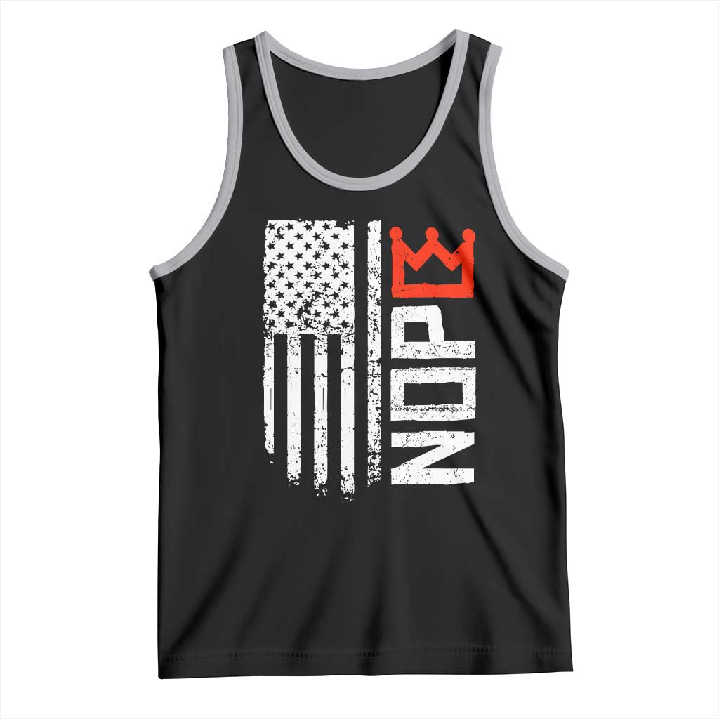 Funny Nope No Kings Vintage American Flag Tank Top TS11 Black Athletic Heather Print Your Wear