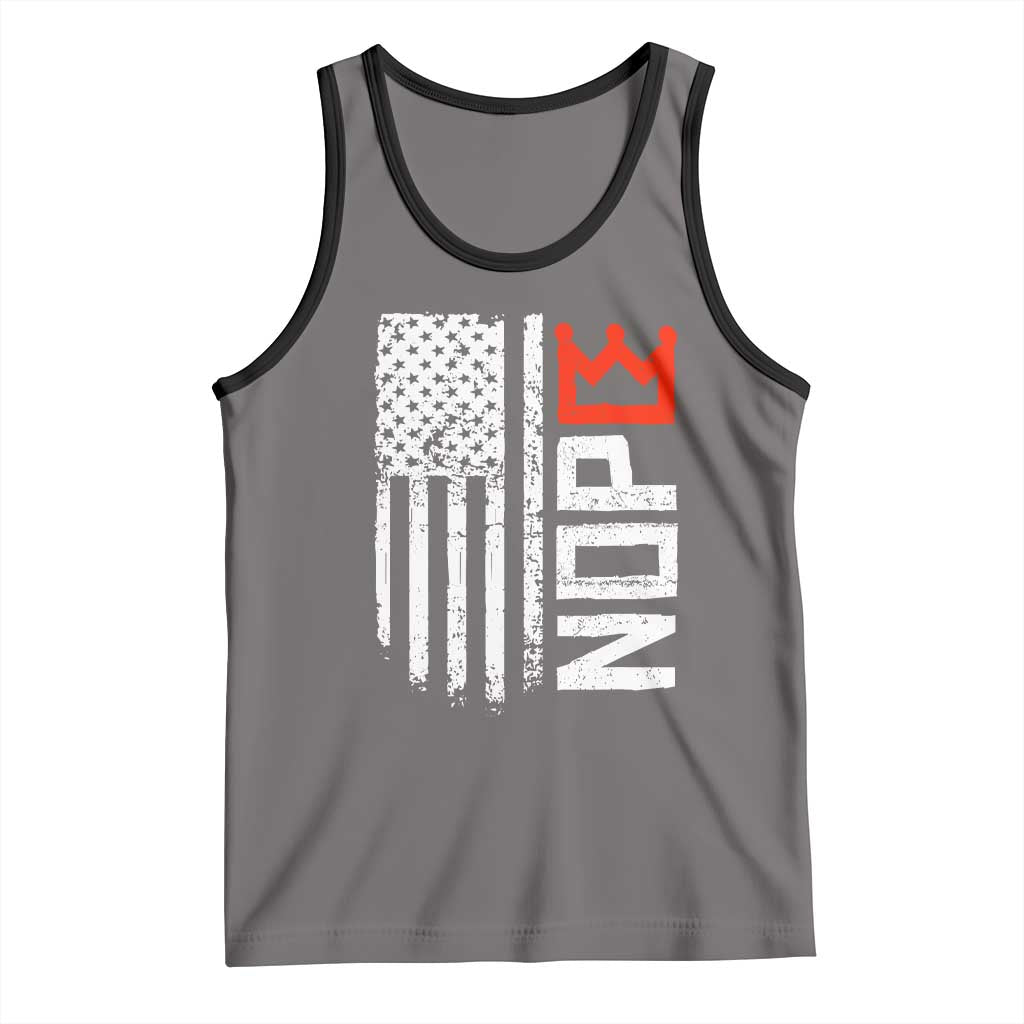 Funny Nope No Kings Vintage American Flag Tank Top TS11 Deep Heather Black Print Your Wear