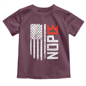 Funny Nope No Kings Vintage American Flag Toddler T Shirt TS11 Maroon Print Your Wear