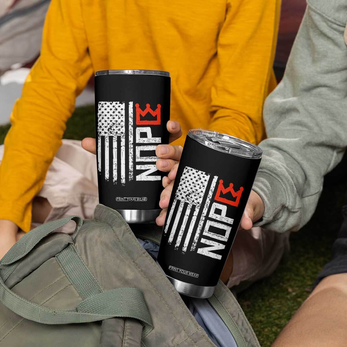 Funny Nope No Kings Vintage American Flag Tumbler Cup TS11 Print Your Wear