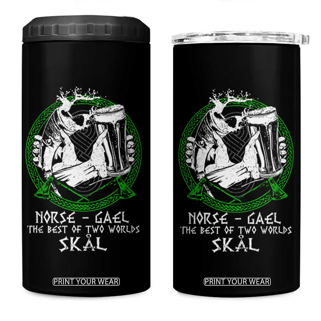 Funny Norse Gael The Best Of Two Worlds Skal 4 in 1 Can Cooler Tumbler Irish Viking Beer TS11 One Size: 16 oz Black Print Your Wear