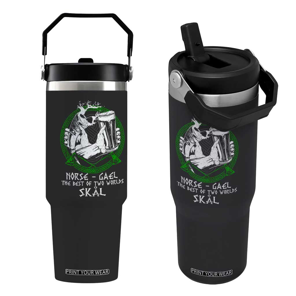 Funny Norse Gael The Best Of Two Worlds Skal Flip Straw Tumbler Irish Viking Beer TS11 One Size: 30 oz Black Print Your Wear