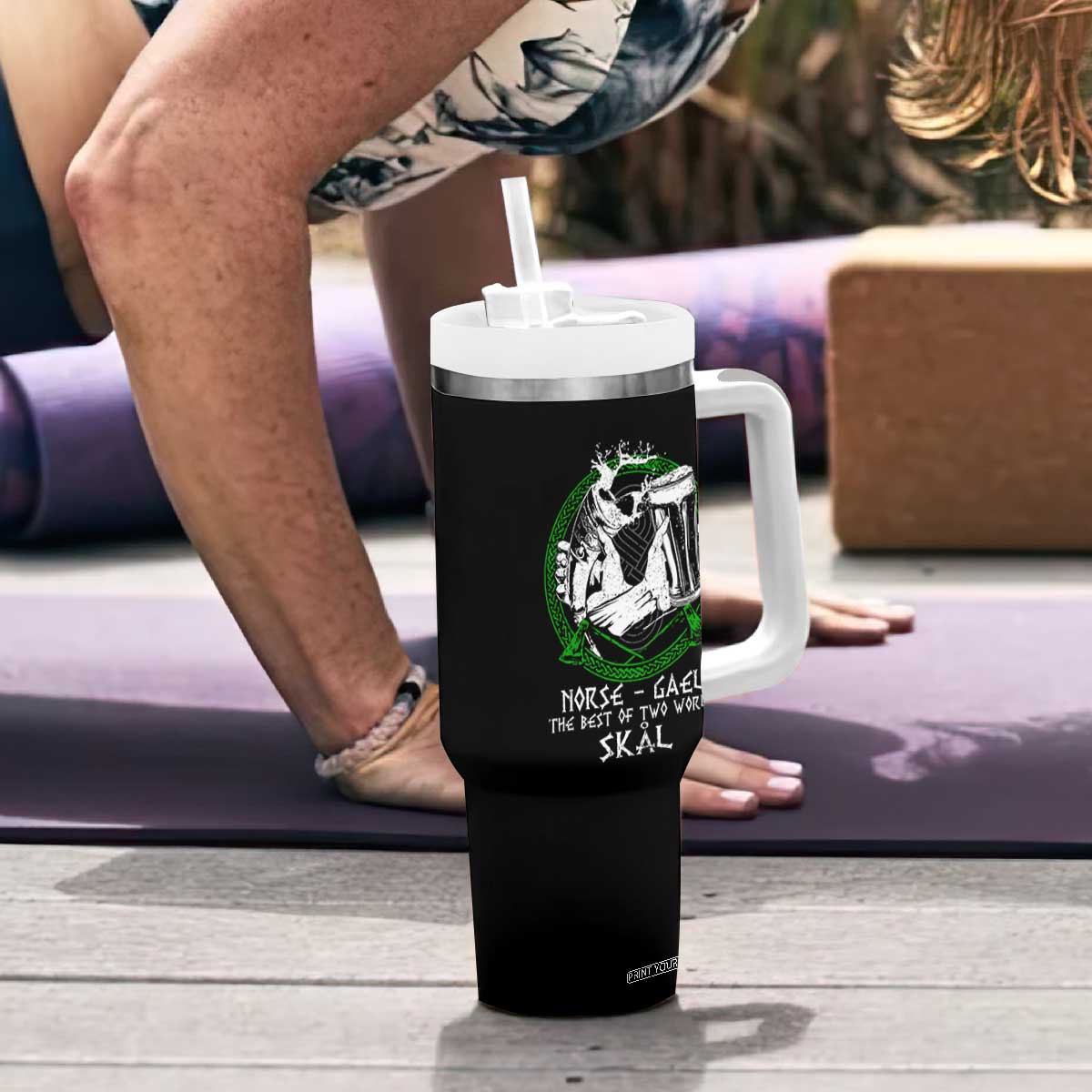 Funny Norse Gael The Best Of Two Worlds Skal Tumbler With Handle Irish Viking Beer TS11 Print Your Wear