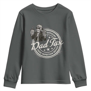 Funny Official Dad Tax Food Inspection Service Youth Sweatshirt Skeleton Fathers Day TS11 Dark Heather Print Your Wear