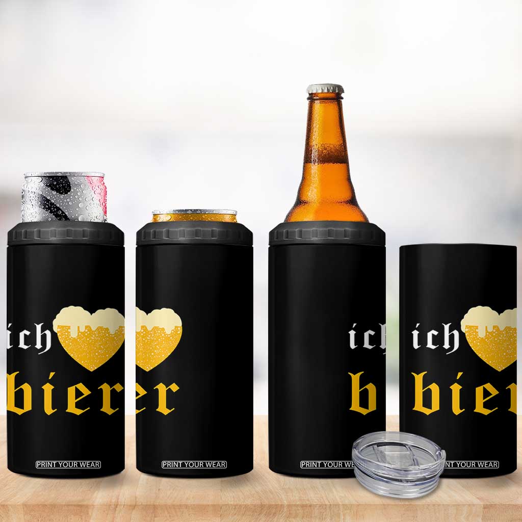Funny Oktoberfest 4 in 1 Can Cooler Tumbler Ich Liebe Bier Heart German Beer Foam TS11 Print Your Wear