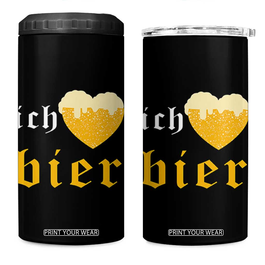 Funny Oktoberfest 4 in 1 Can Cooler Tumbler Ich Liebe Bier Heart German Beer Foam TS11 One Size: 16 oz Black Print Your Wear