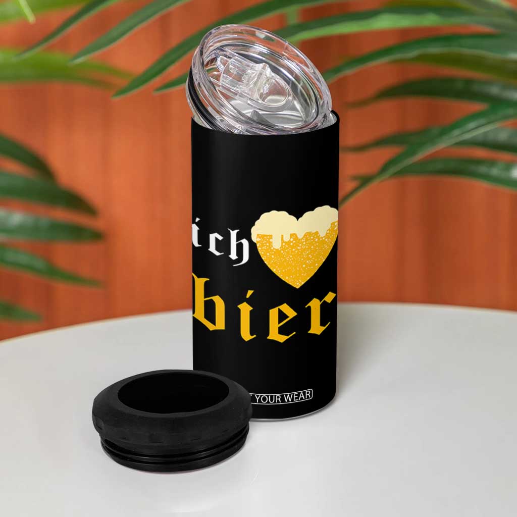 Funny Oktoberfest 4 in 1 Can Cooler Tumbler Ich Liebe Bier Heart German Beer Foam TS11 Print Your Wear