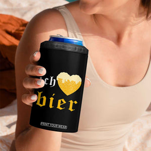 Funny Oktoberfest 4 in 1 Can Cooler Tumbler Ich Liebe Bier Heart German Beer Foam TS11 Print Your Wear