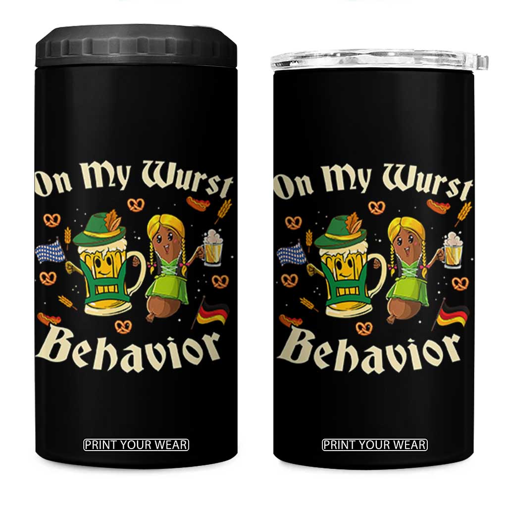Funny Oktoberfest 4 in 1 Can Cooler Tumbler On My Wurst Behavior Beer Bratwurst Lederhosen Dirndl TS11 One Size: 16 oz Black Print Your Wear