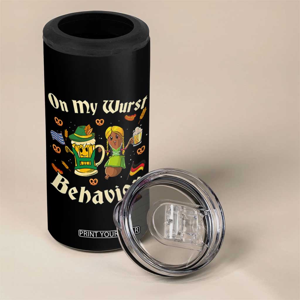 Funny Oktoberfest 4 in 1 Can Cooler Tumbler On My Wurst Behavior Beer Bratwurst Lederhosen Dirndl TS11 Print Your Wear