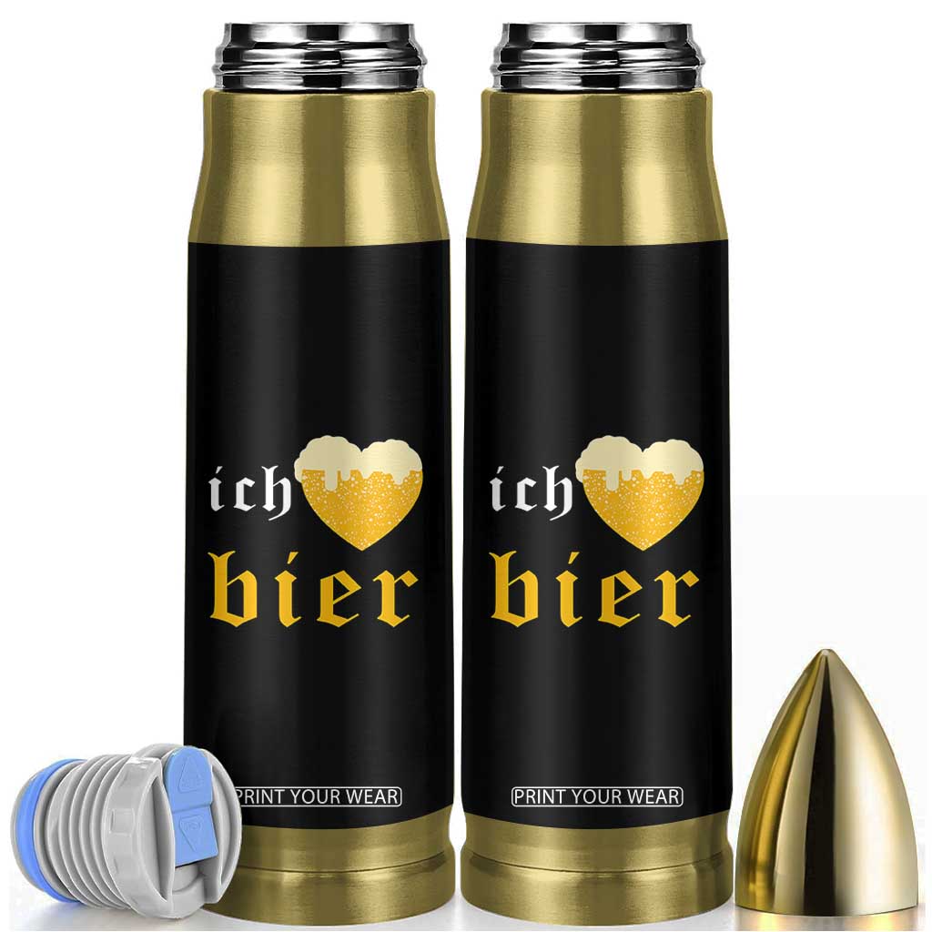 Funny Oktoberfest Bullet Tumbler Ich Liebe Bier Heart German Beer Foam TS11 Black Print Your Wear