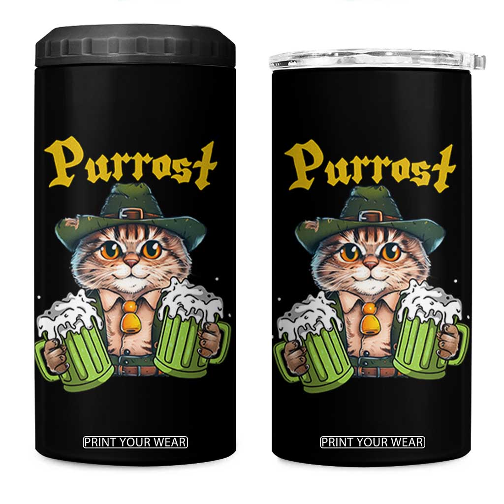 Funny Oktoberfest Cat 4 in 1 Can Cooler Tumbler Purrost Kitty Drinking Beer Lederhosen Pet Lovers TS11 One Size: 16 oz Black Print Your Wear