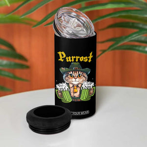 Funny Oktoberfest Cat 4 in 1 Can Cooler Tumbler Purrost Kitty Drinking Beer Lederhosen Pet Lovers TS11 Print Your Wear