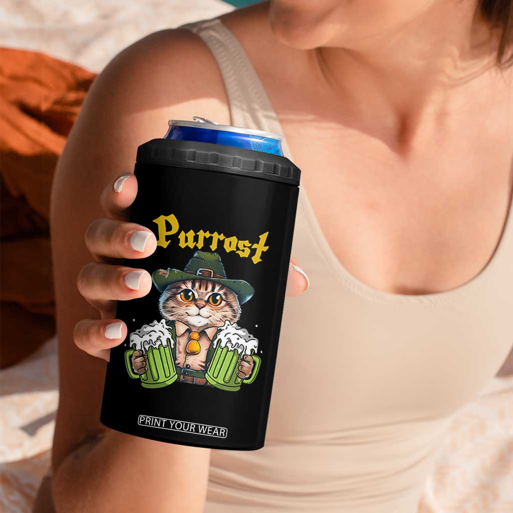 Funny Oktoberfest Cat 4 in 1 Can Cooler Tumbler Purrost Kitty Drinking Beer Lederhosen Pet Lovers TS11 Print Your Wear