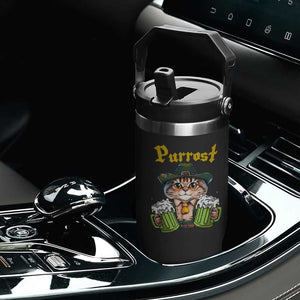 Funny Oktoberfest Cat Flip Straw Tumbler Purrost Kitty Drinking Beer Lederhosen Pet Lovers TS11 Print Your Wear