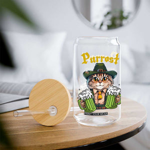 Funny Oktoberfest Cat Glass Can Purrost Kitty Drinking Beer Lederhosen Pet Lovers TS11 Print Your Wear