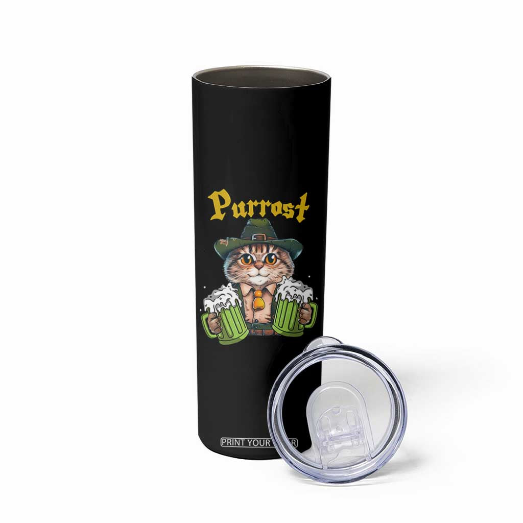Funny Oktoberfest Cat Skinny Tumbler Purrost Kitty Drinking Beer Lederhosen Pet Lovers TS11 Print Your Wear