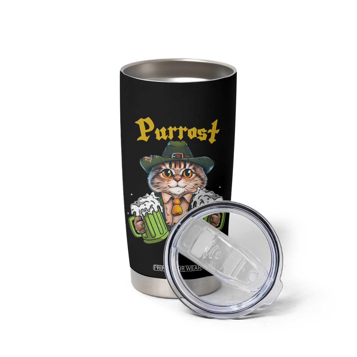 Funny Oktoberfest Cat Tumbler Cup Purrost Kitty Drinking Beer Lederhosen Pet Lovers TS11 Print Your Wear