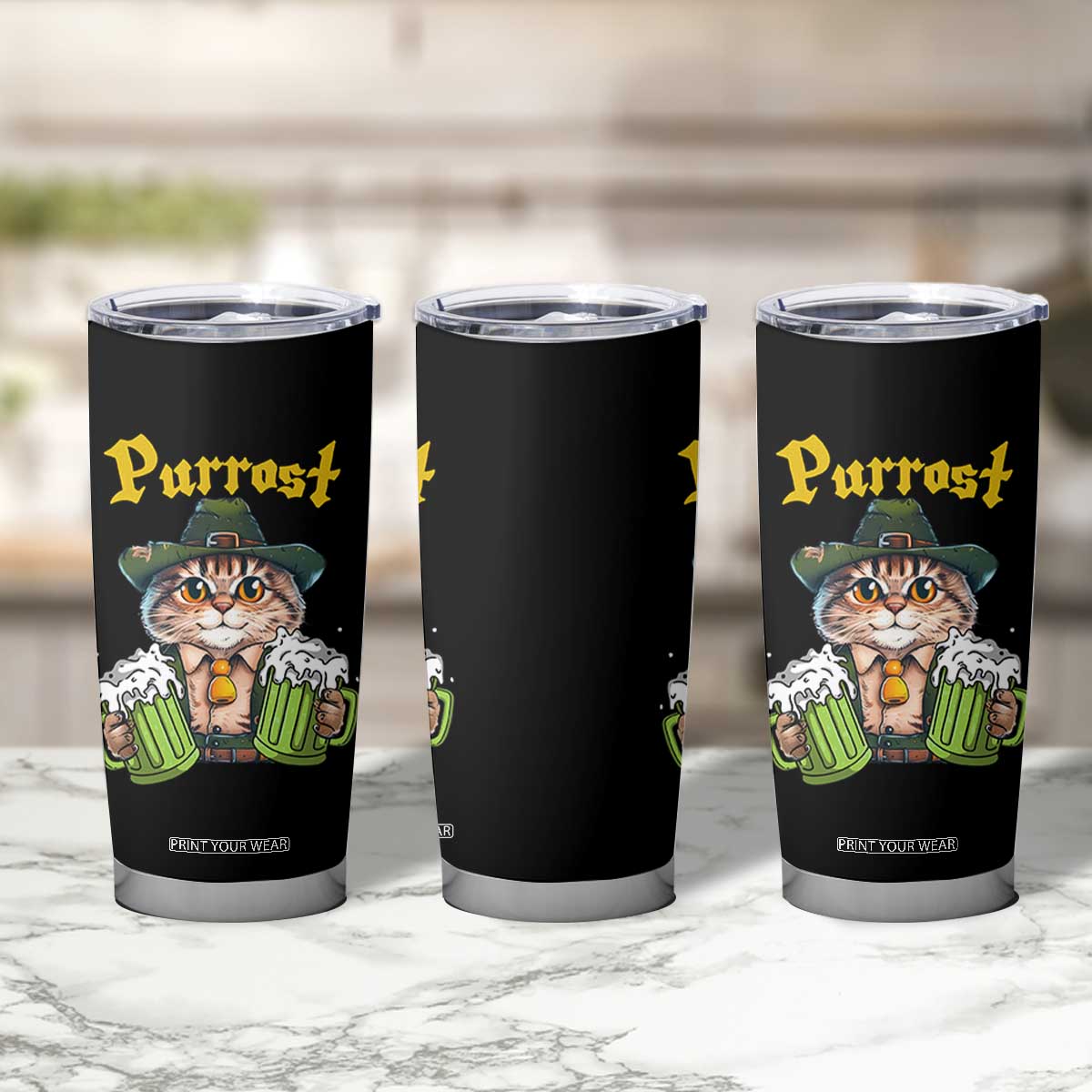Funny Oktoberfest Cat Tumbler Cup Purrost Kitty Drinking Beer Lederhosen Pet Lovers TS11 Print Your Wear
