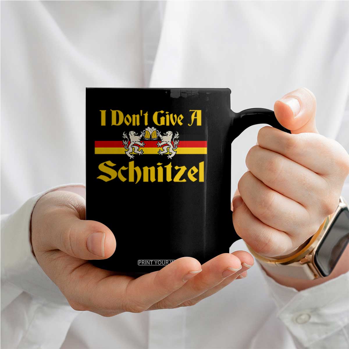 Funny Oktoberfest Coffee Mug I Don't Give a Schnitzel German Lion Beer TS11 Print Your Wear