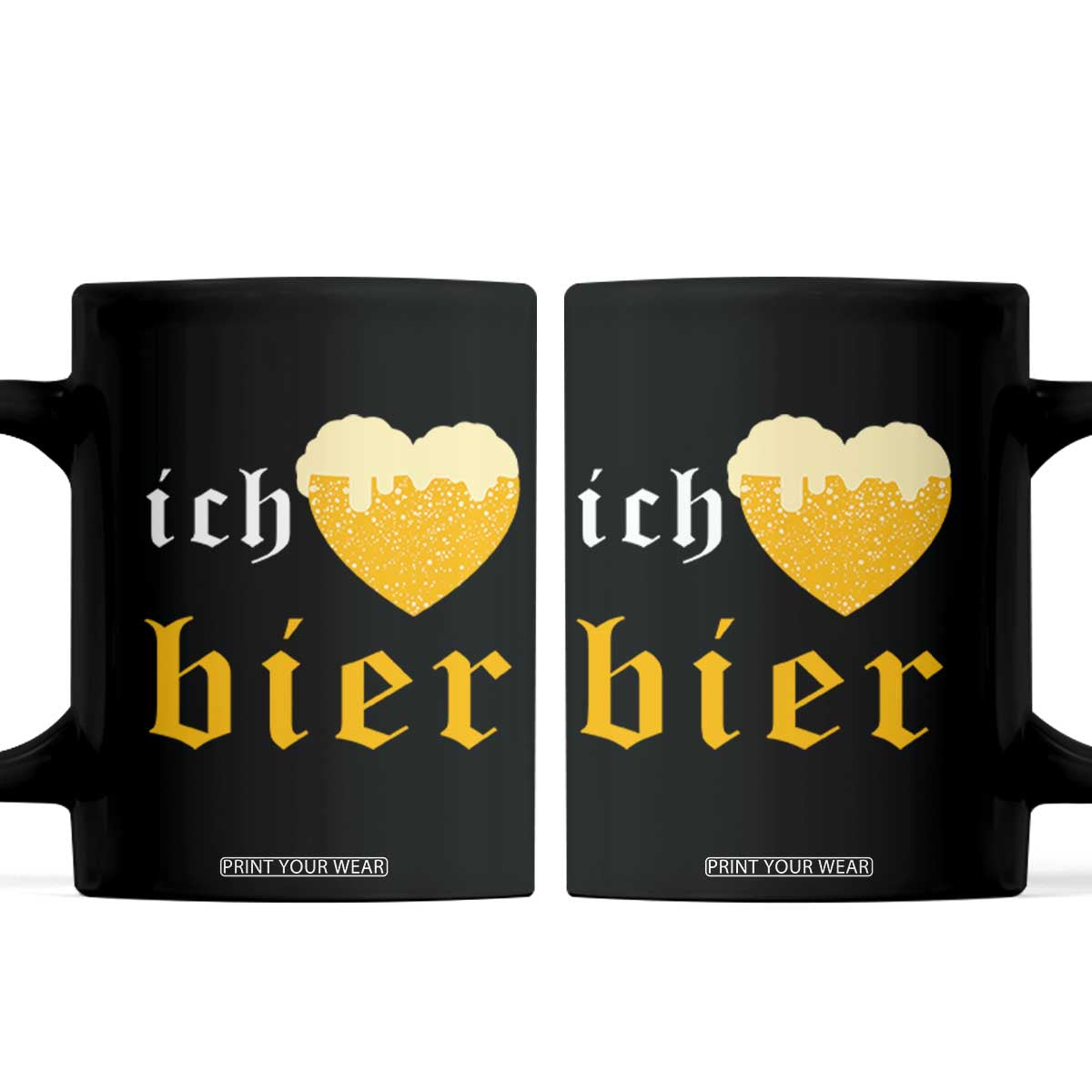 Funny Oktoberfest Coffee Mug Ich Liebe Bier Heart German Beer Foam TS11 Black Print Your Wear