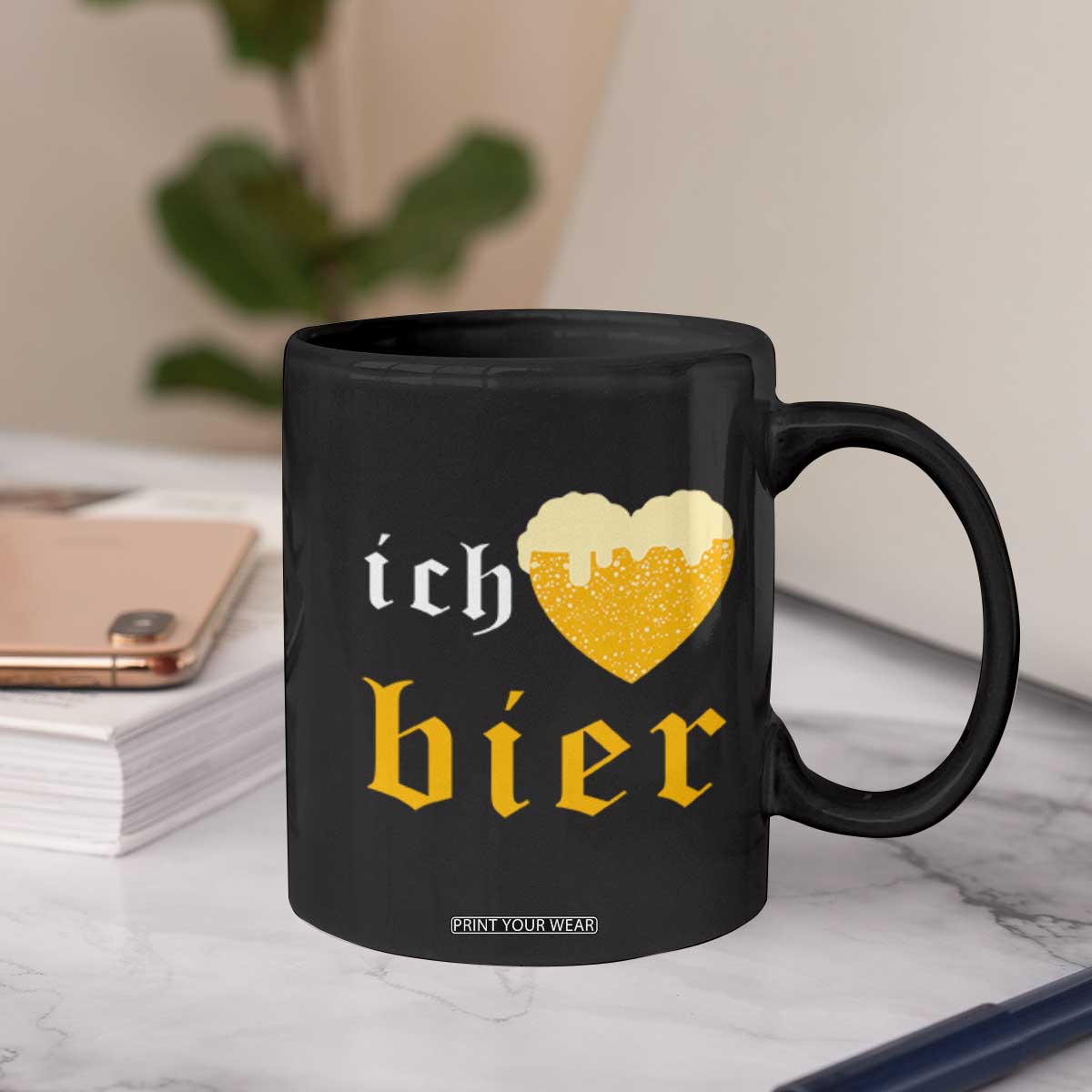 Funny Oktoberfest Coffee Mug Ich Liebe Bier Heart German Beer Foam TS11 Print Your Wear