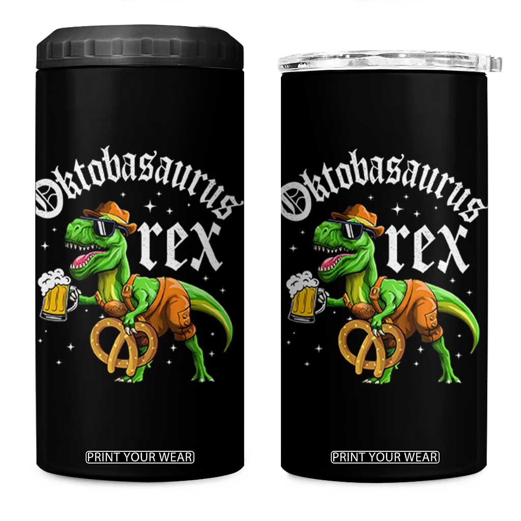 Funny Oktoberfest Dinosaur 4 in 1 Can Cooler Tumbler Oktobasaurus Rex Lederhosen Bavarian Beer TS11 One Size: 16 oz Black Print Your Wear