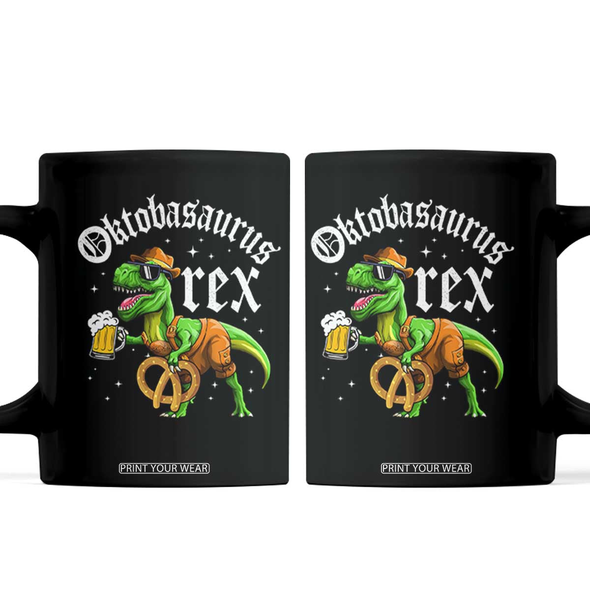 Funny Oktoberfest Dinosaur Coffee Mug Oktobasaurus Rex Lederhosen Bavarian Beer TS11 Black Print Your Wear