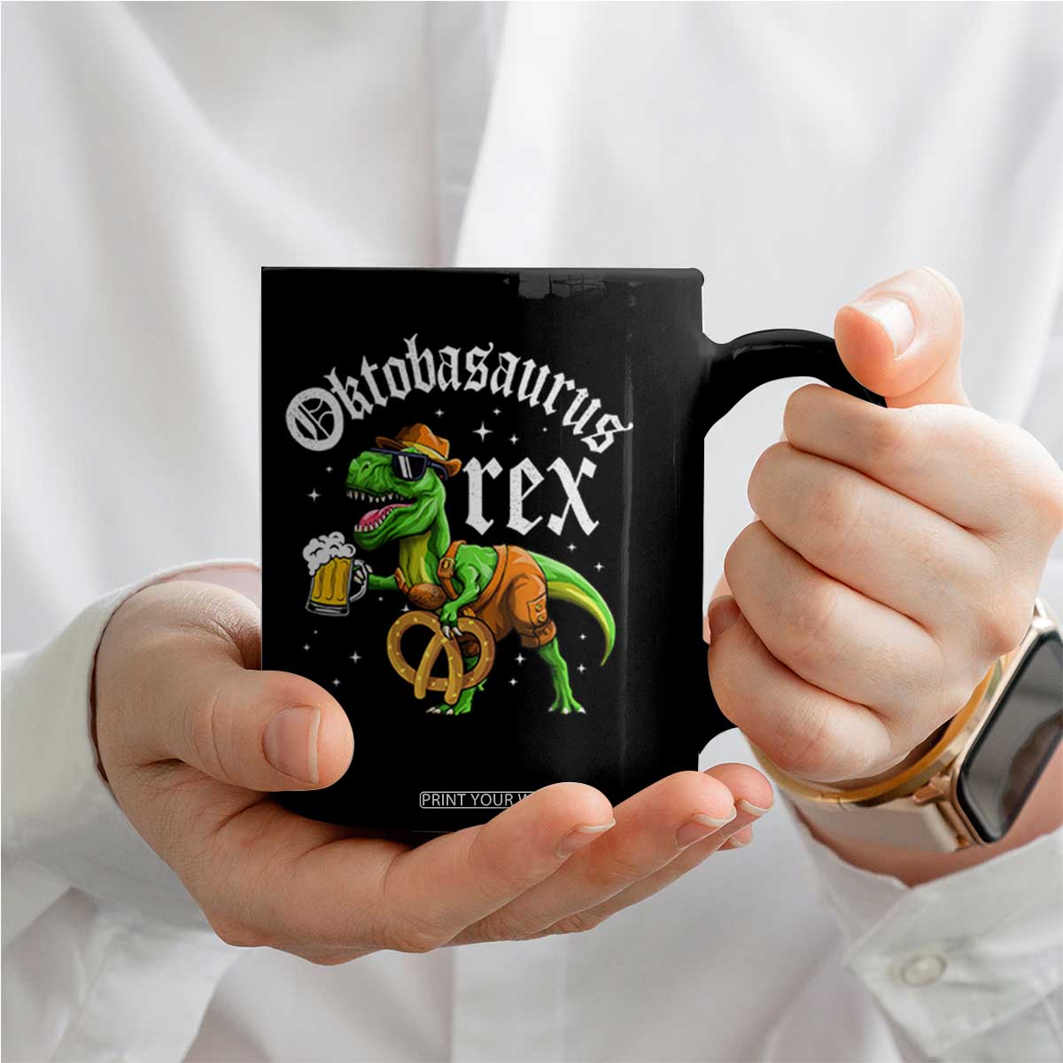 Funny Oktoberfest Dinosaur Coffee Mug Oktobasaurus Rex Lederhosen Bavarian Beer TS11 Print Your Wear