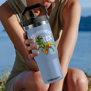 Funny Oktoberfest Dinosaur Flip Straw Tumbler Oktobasaurus Rex Lederhosen Bavarian Beer TS11 One Size: 30 oz Light Blue Print Your Wear