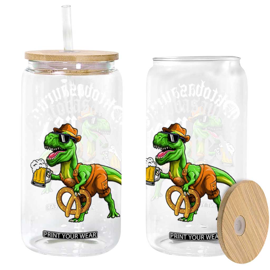 Funny Oktoberfest Dinosaur Glass Can Oktobasaurus Rex Lederhosen Bavarian Beer TS11 Black Print Your Wear