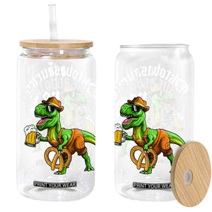 Funny Oktoberfest Dinosaur Glass Can Oktobasaurus Rex Lederhosen Bavarian Beer TS11 Black Print Your Wear