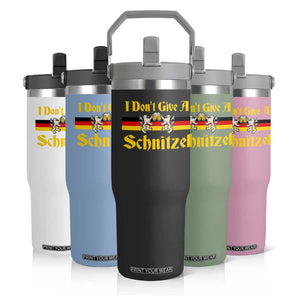 Funny Oktoberfest Flip Straw Tumbler I Don't Give a Schnitzel German Lion Beer TS11 Print Your Wear